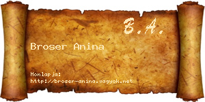 Broser Anina névjegykártya